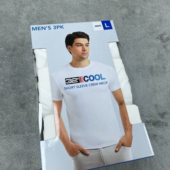 Mens 3-Pack 32 Degrees Cool Crew Neck T-Shirts White Size L d0088 - Picture 1 of 5